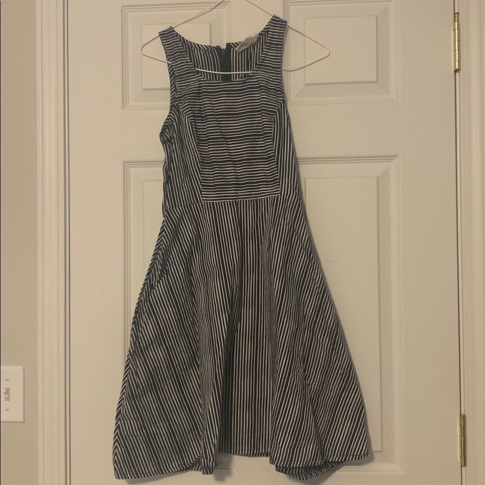 Mata Traders Navy and Cream Striped Dress